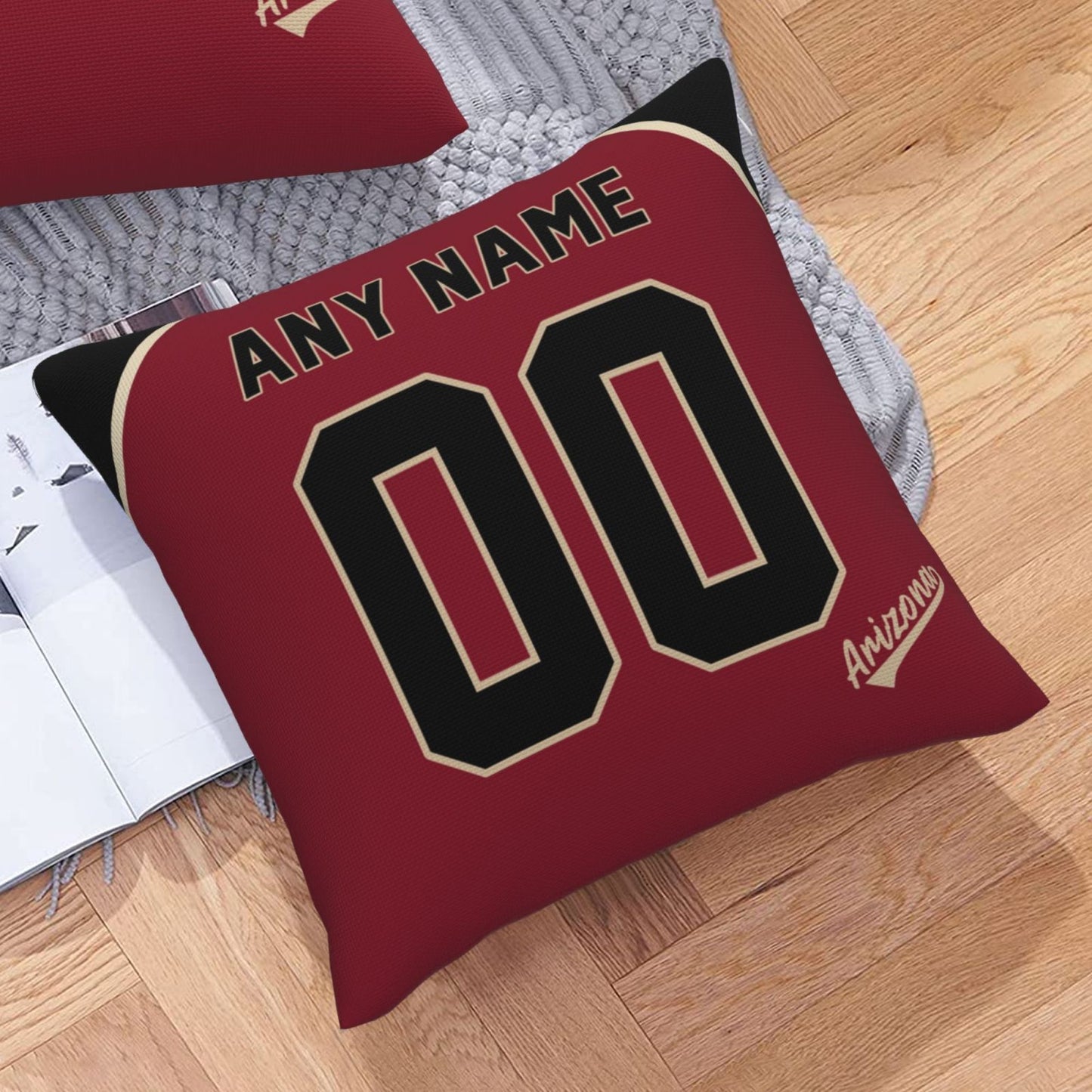 Custom A.Diamondbacks Red Pillow Decorative Throw Pillow Case - Print Personalized Football Team Fans Name & Number Birthday Gift Football Pillows