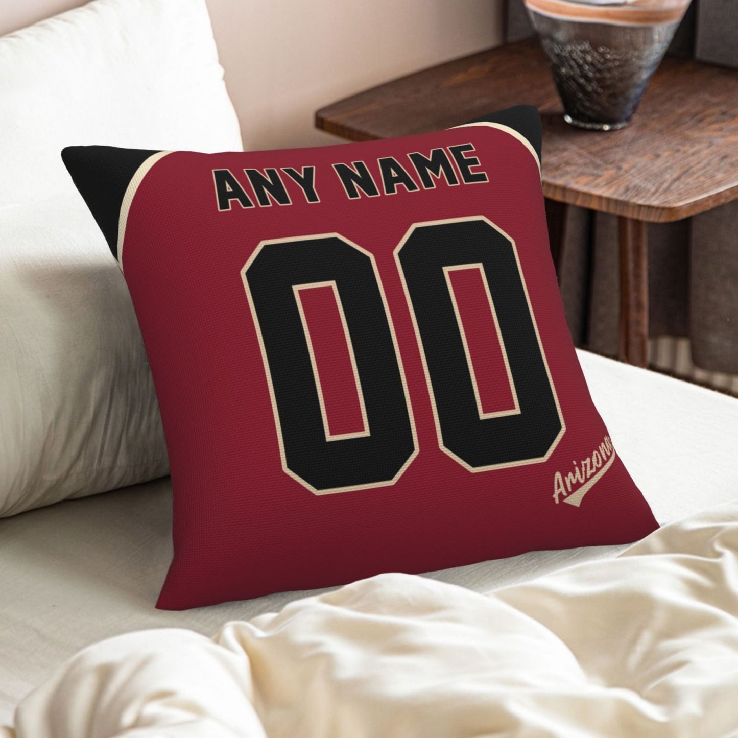 Custom A.Diamondbacks Red Pillow Decorative Throw Pillow Case - Print Personalized Football Team Fans Name & Number Birthday Gift Football Pillows
