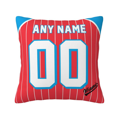 Custom Miami Marlins Pillow Decorative Throw Pillow Case - Print Personalized Football Team Fans Name & Number Birthday Gift Football Pillows