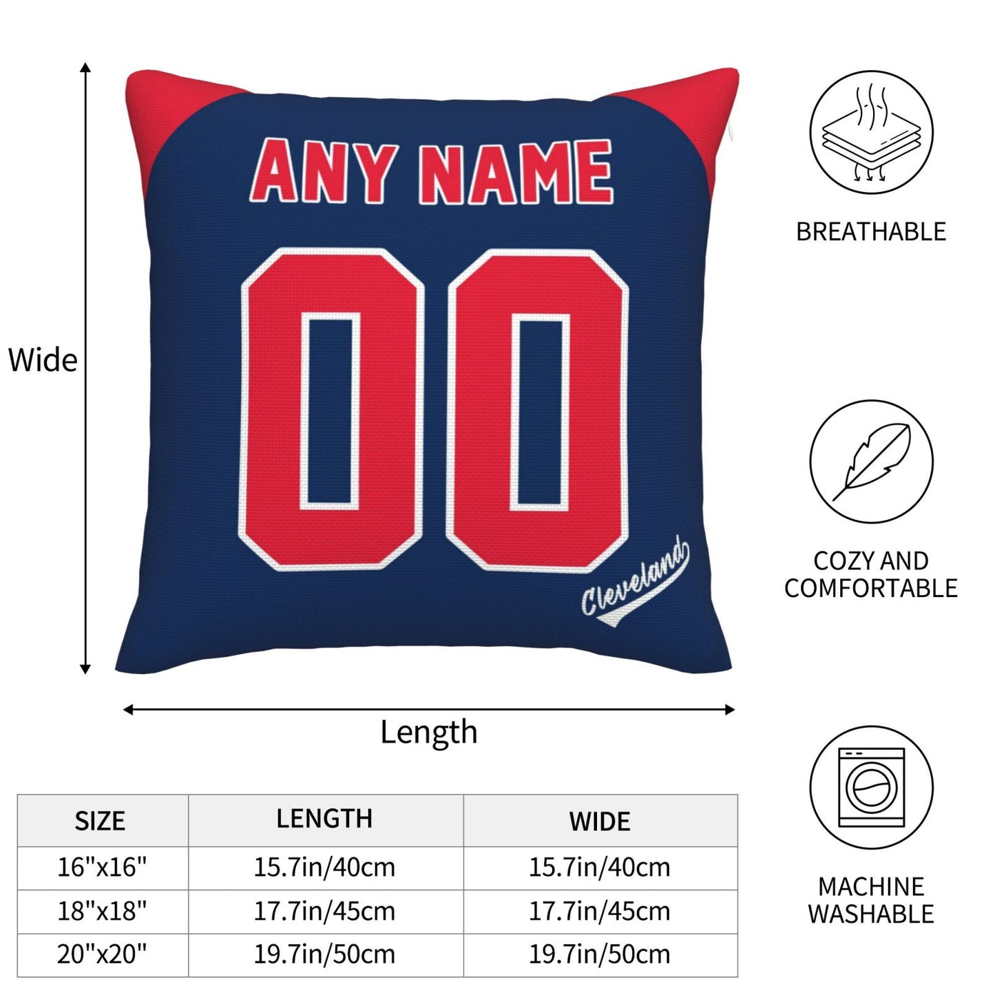Custom Cleveland Guardians Pillow Decorative Throw Pillow Case - Print Personalized Football Team Fans Name & Number Birthday Gift Football Pillows