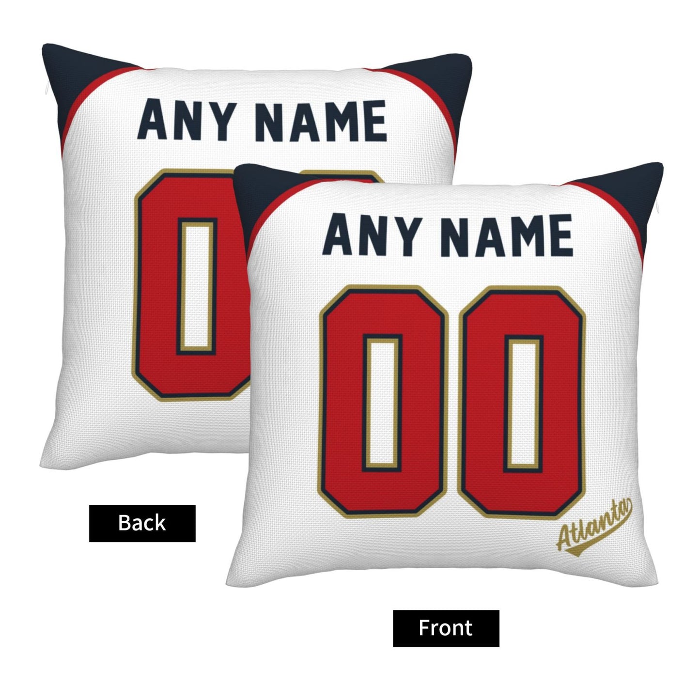 Custom Atlanta Braves Pillow Decorative Throw Pillow Case - Print Personalized Football Team Fans Name & Number Birthday Gift Football Pillows