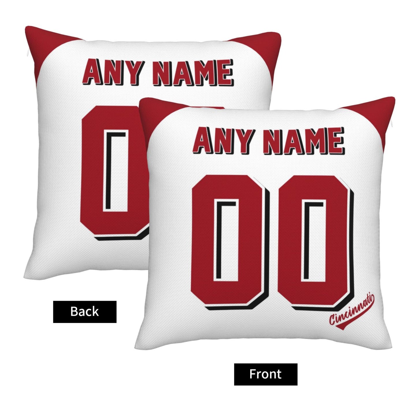 Custom Cincinnati Reds Pillow Decorative Throw Pillow Case - Print Personalized Football Team Fans Name & Number Birthday Gift Football Pillows