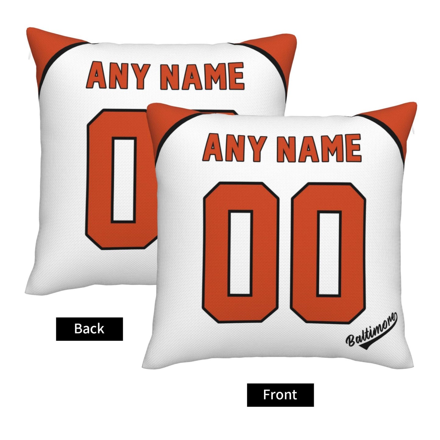 Custom Baltimore Orioles Pillow Decorative Throw Pillow Case - Print Personalized Football Team Fans Name & Number Birthday Gift Football Pillows