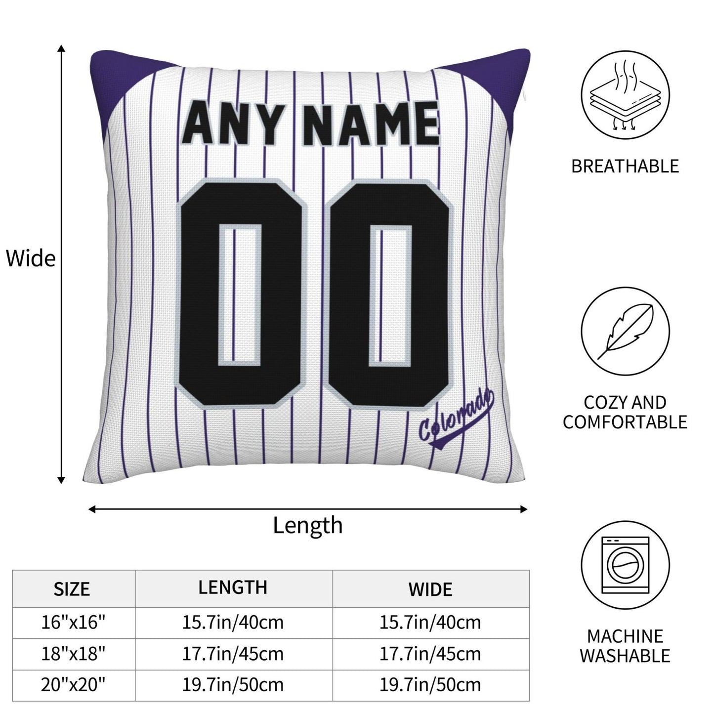 Custom Colorado Rockies Pillow Decorative Throw Pillow Case - Print Personalized Football Team Fans Name & Number Birthday Gift Football Pillows