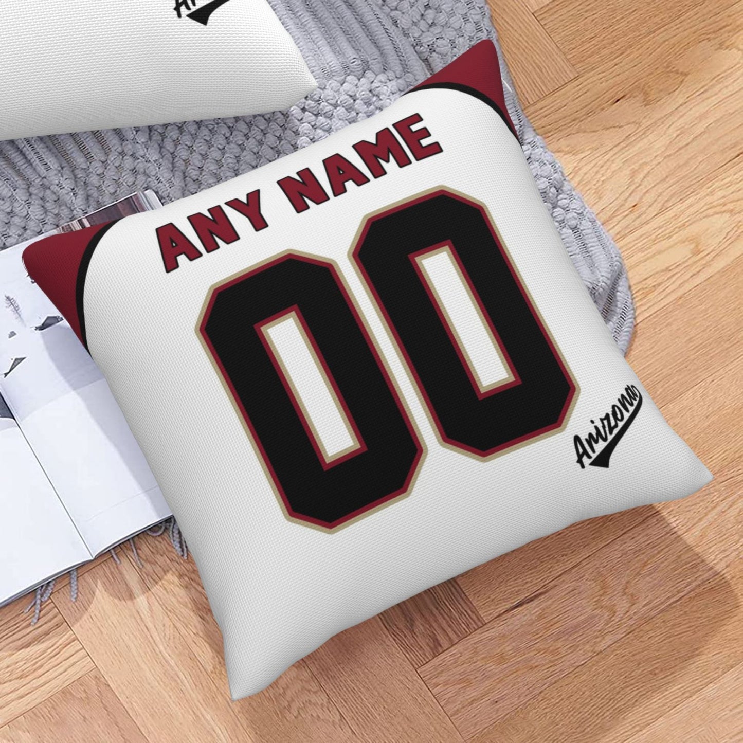 Custom A.Diamondbacks White Pillow Decorative Throw Pillow Case - Print Personalized Football Team Fans Name & Number Birthday Gift Football Pillows