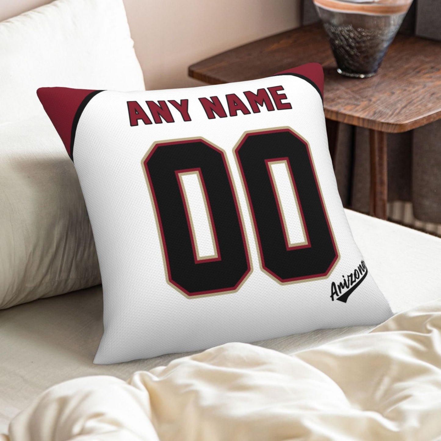 Custom A.Diamondbacks White Pillow Decorative Throw Pillow Case - Print Personalized Football Team Fans Name & Number Birthday Gift Football Pillows