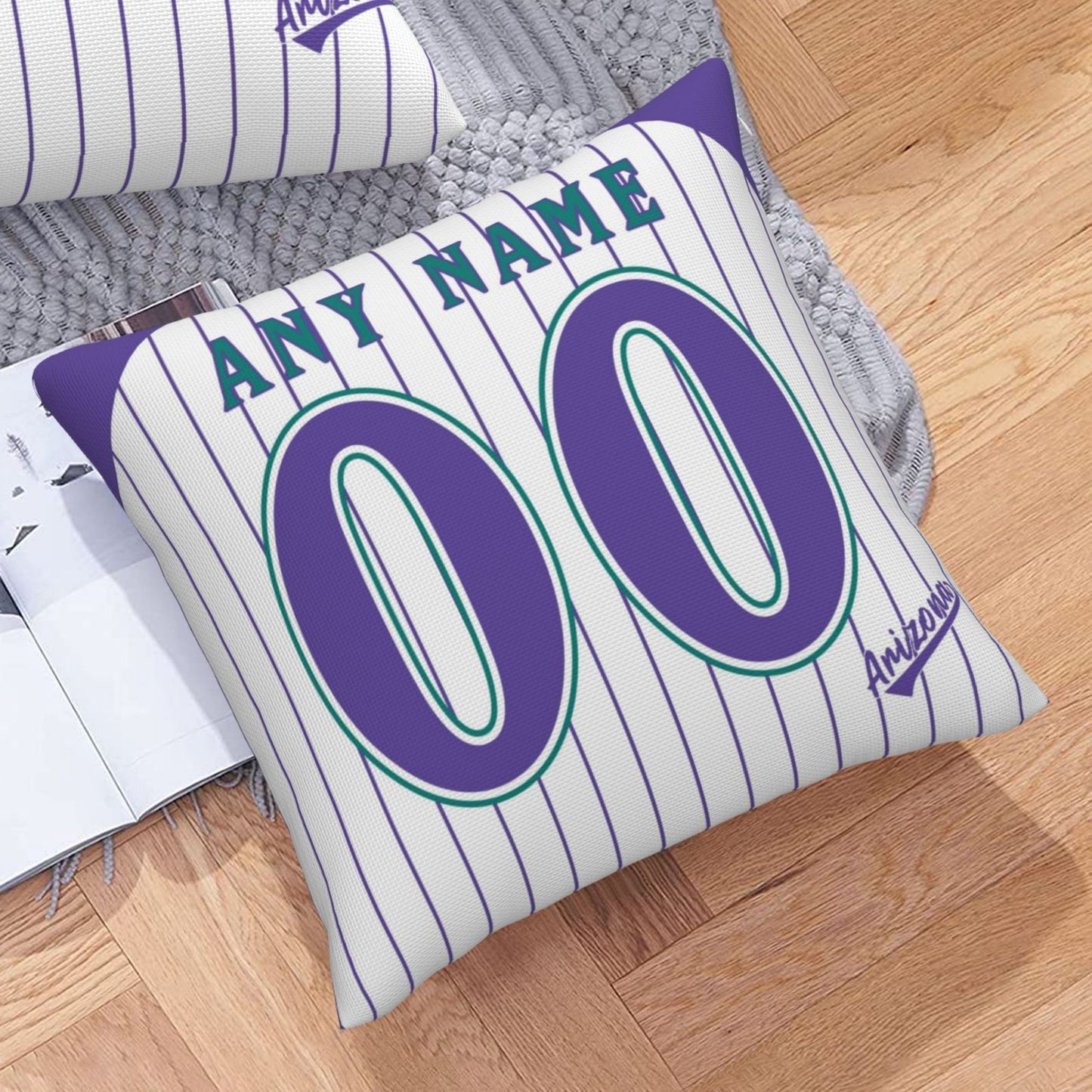 Custom A.Diamondbacks White-Stripe Pillow Decorative Throw Pillow Case - Print Personalized Football Team Fans Name & Number Birthday Gift Football Pillows