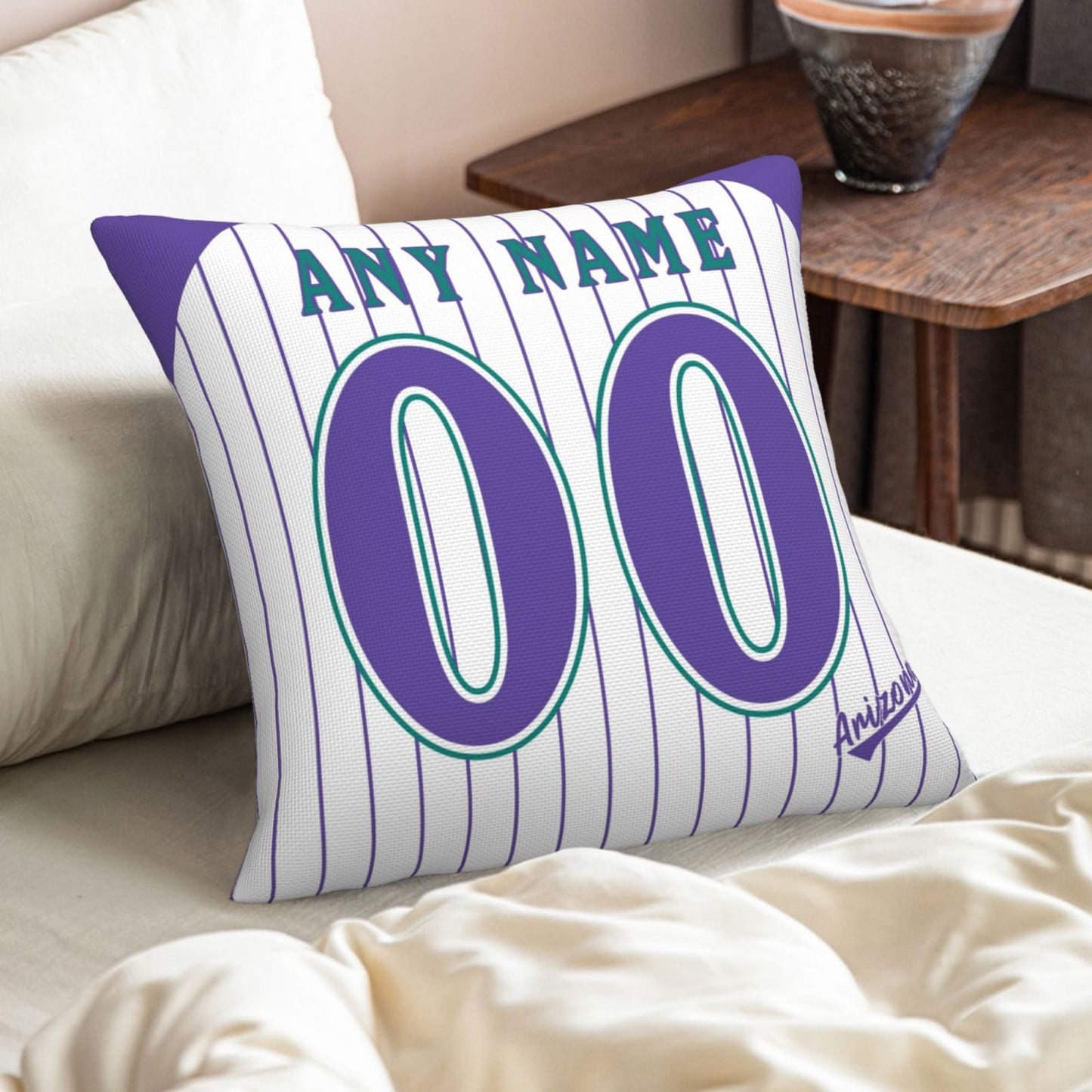Custom A.Diamondbacks White-Stripe Pillow Decorative Throw Pillow Case - Print Personalized Football Team Fans Name & Number Birthday Gift Football Pillows