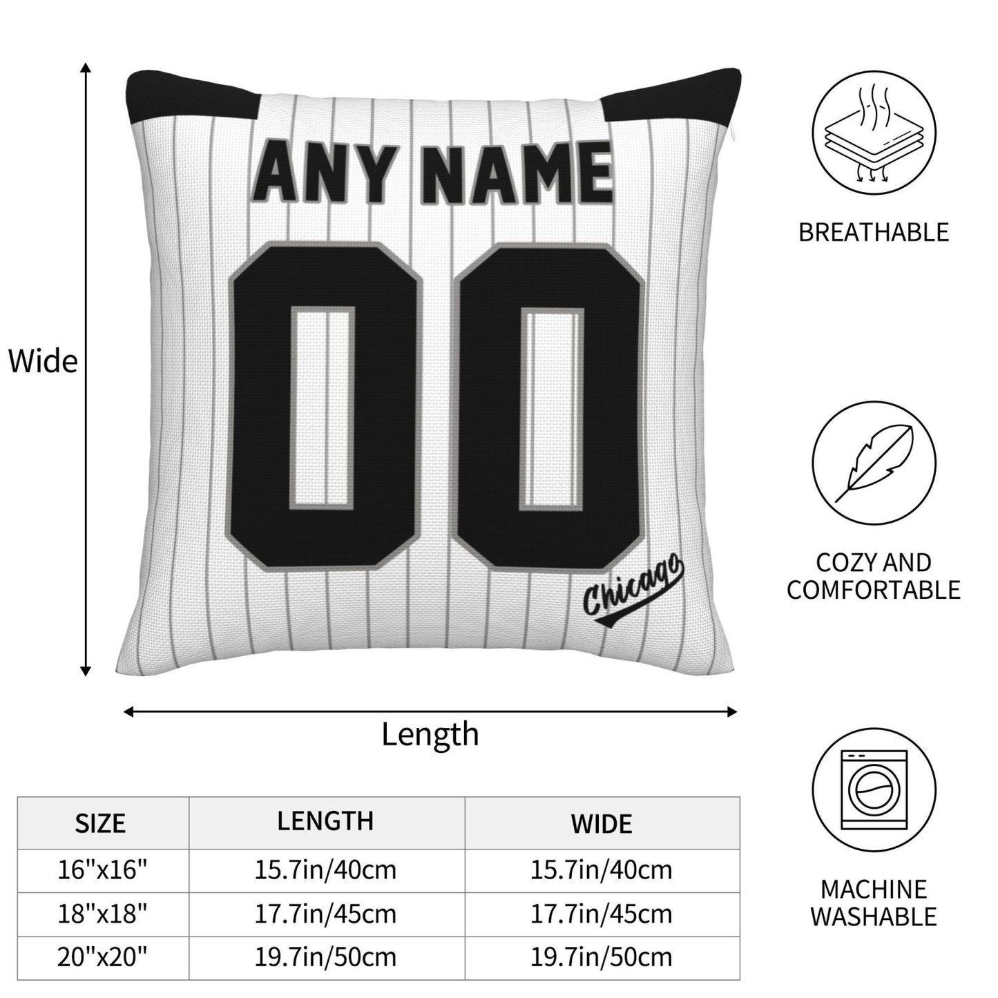 Custom Chicago White Sox Pillow Decorative Throw Pillow Case - Print Personalized Football Team Fans Name & Number Birthday Gift Football Pillows