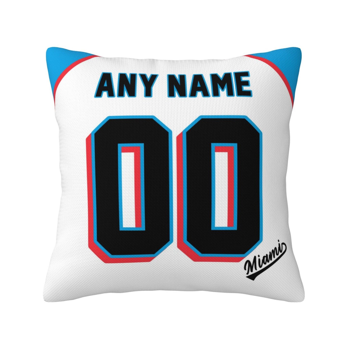 Custom Miami Marlins Pillow Decorative Throw Pillow Case - Print Personalized Football Team Fans Name & Number Birthday Gift Football Pillows