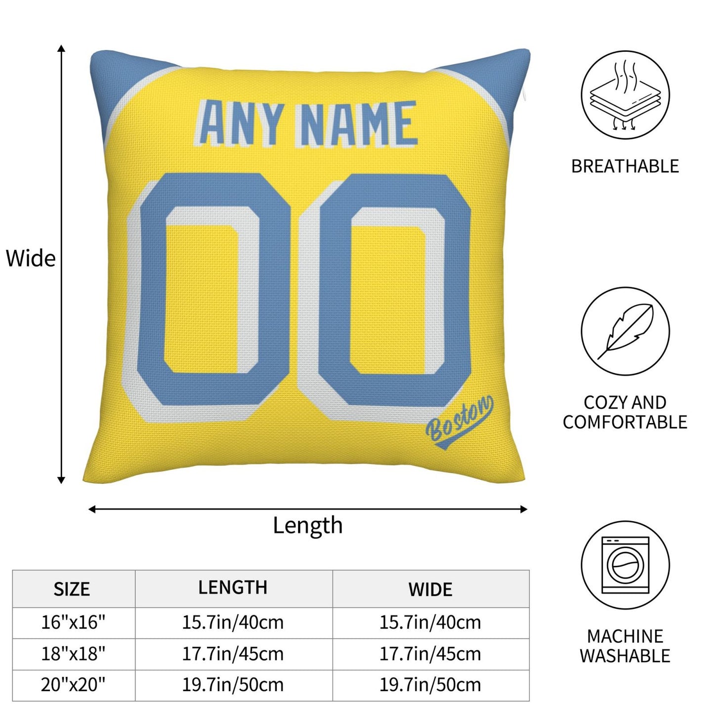 Custom Boston Red Sox Pillow Decorative Throw Pillow Case - Print Personalized Football Team Fans Name & Number Birthday Gift Football Pillows