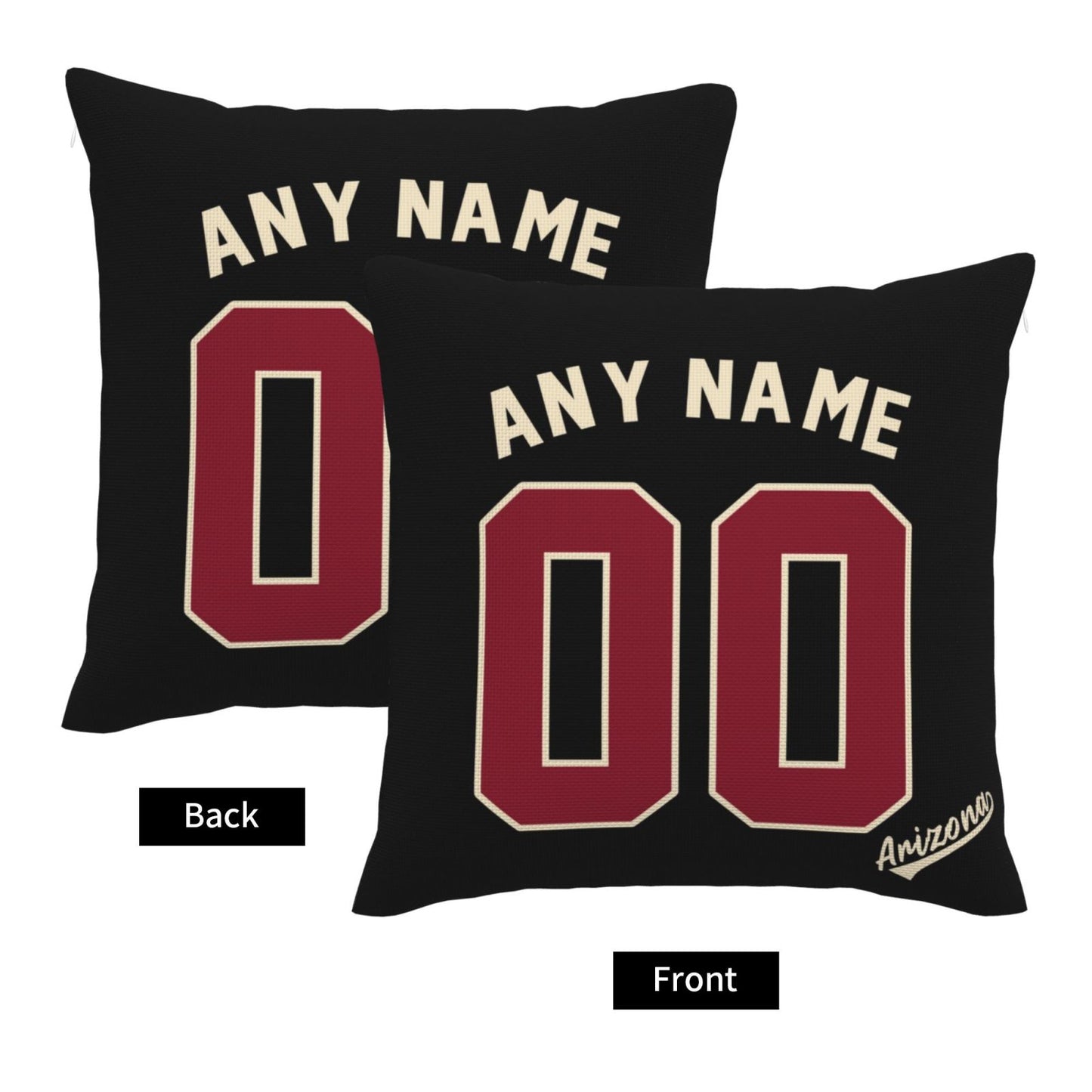 Custom A.Diamondbacks Black Pillow Decorative Throw Pillow Case - Print Personalized Football Team Fans Name & Number Birthday Gift Football Pillows