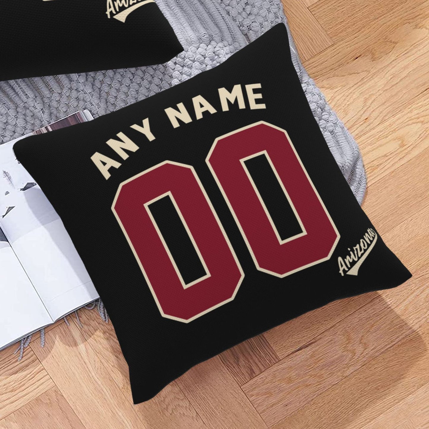 Custom A.Diamondbacks Black Pillow Decorative Throw Pillow Case - Print Personalized Football Team Fans Name & Number Birthday Gift Football Pillows