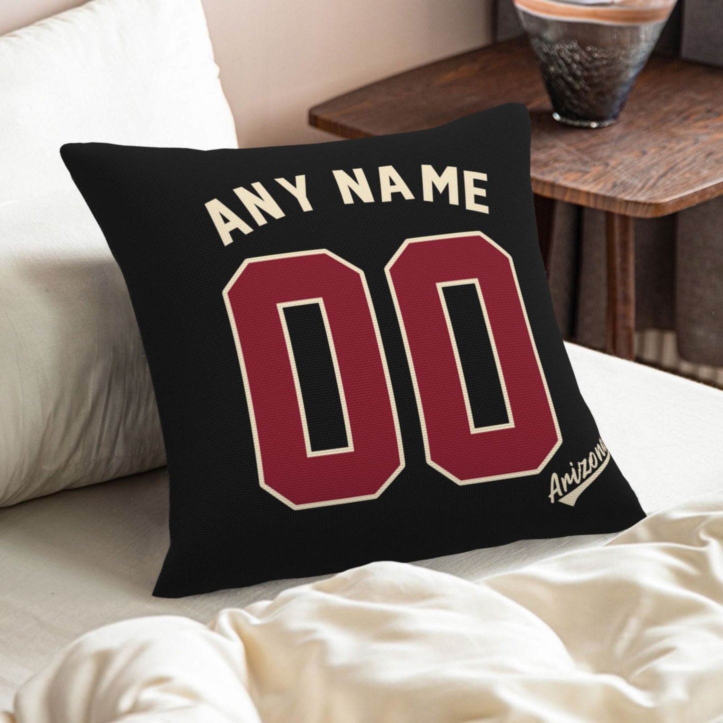 Custom A.Diamondbacks Black Pillow Decorative Throw Pillow Case - Print Personalized Football Team Fans Name & Number Birthday Gift Football Pillows
