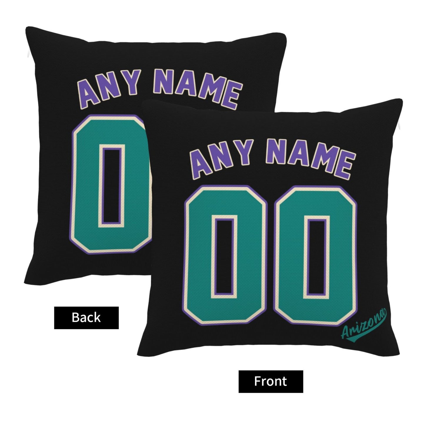 Custom A.Diamondbacks Black Green Pillow Decorative Throw Pillow Case - Print Personalized Football Team Fans Name & Number Birthday Gift Football Pillows