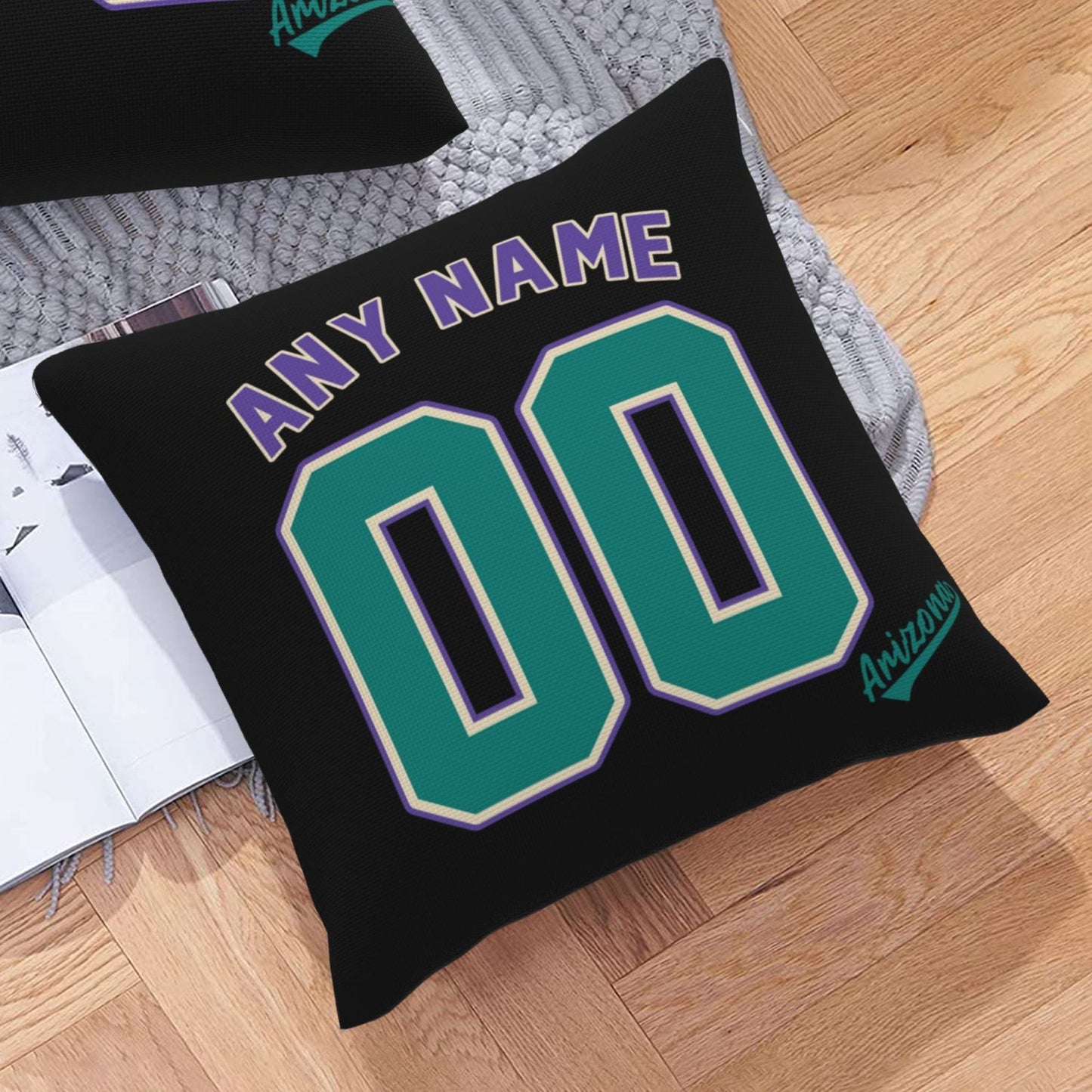 Custom A.Diamondbacks Black Green Pillow Decorative Throw Pillow Case - Print Personalized Football Team Fans Name & Number Birthday Gift Football Pillows