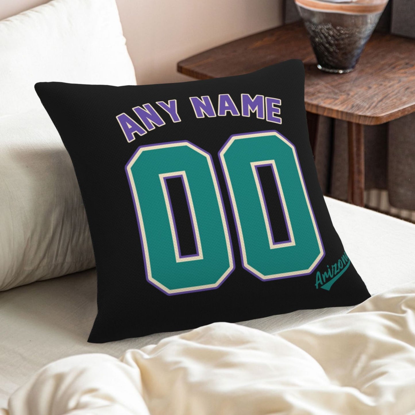 Custom A.Diamondbacks Black Green Pillow Decorative Throw Pillow Case - Print Personalized Football Team Fans Name & Number Birthday Gift Football Pillows