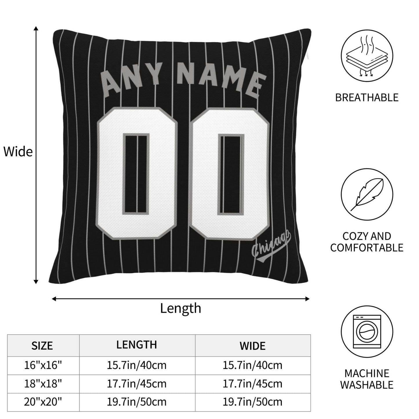 Custom Chicago White Sox Pillow Decorative Throw Pillow Case - Print Personalized Football Team Fans Name & Number Birthday Gift Football Pillows