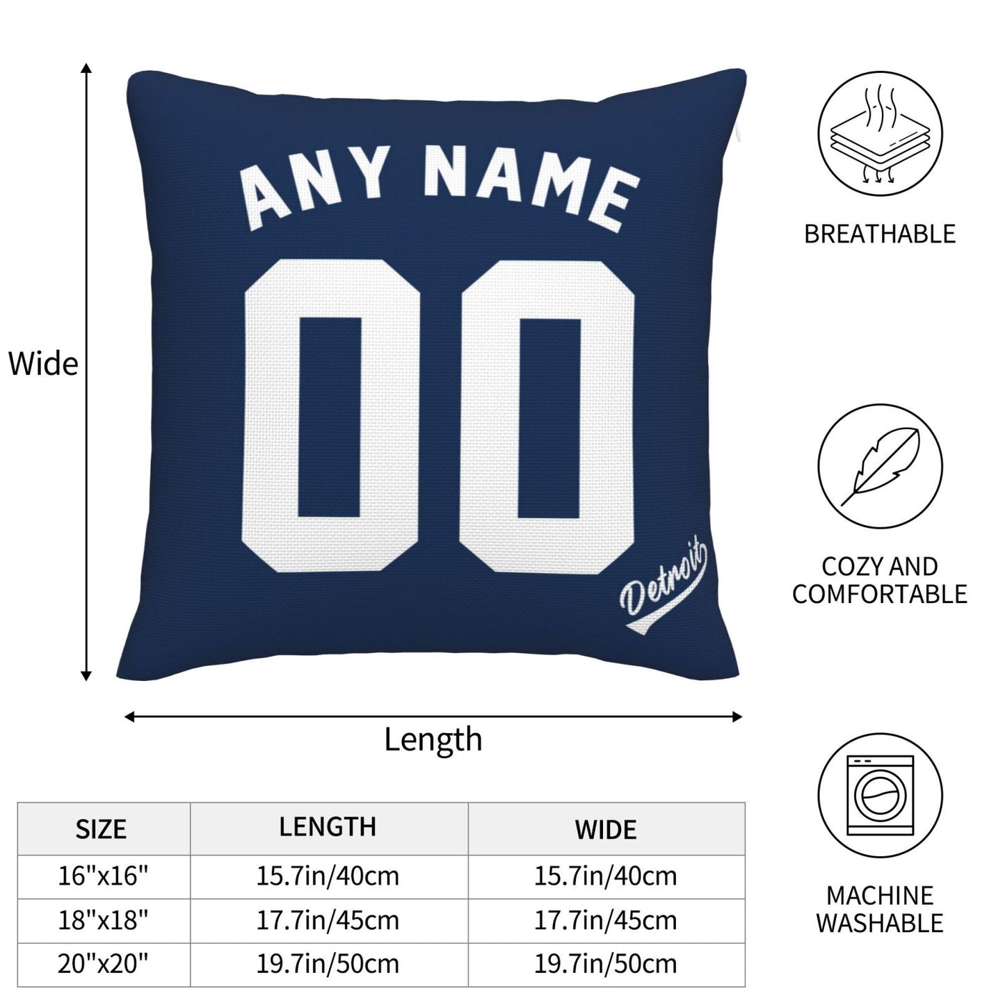 Custom Detroit Tigers Pillow Decorative Throw Pillow Case - Print Personalized Football Team Fans Name & Number Birthday Gift Football Pillows