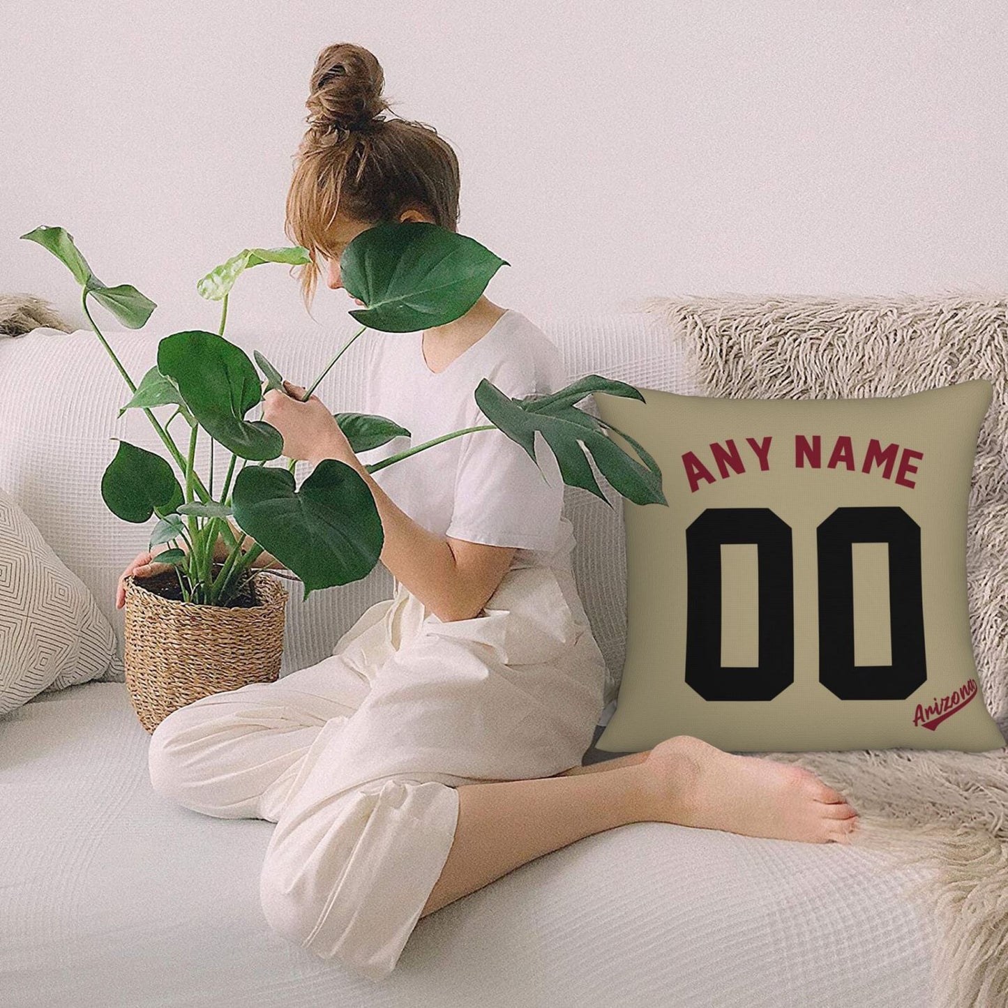 Custom A.Diamondbacks Gold Pillow Decorative Throw Pillow Case - Print Personalized Football Team Fans Name & Number Birthday Gift Football Pillows