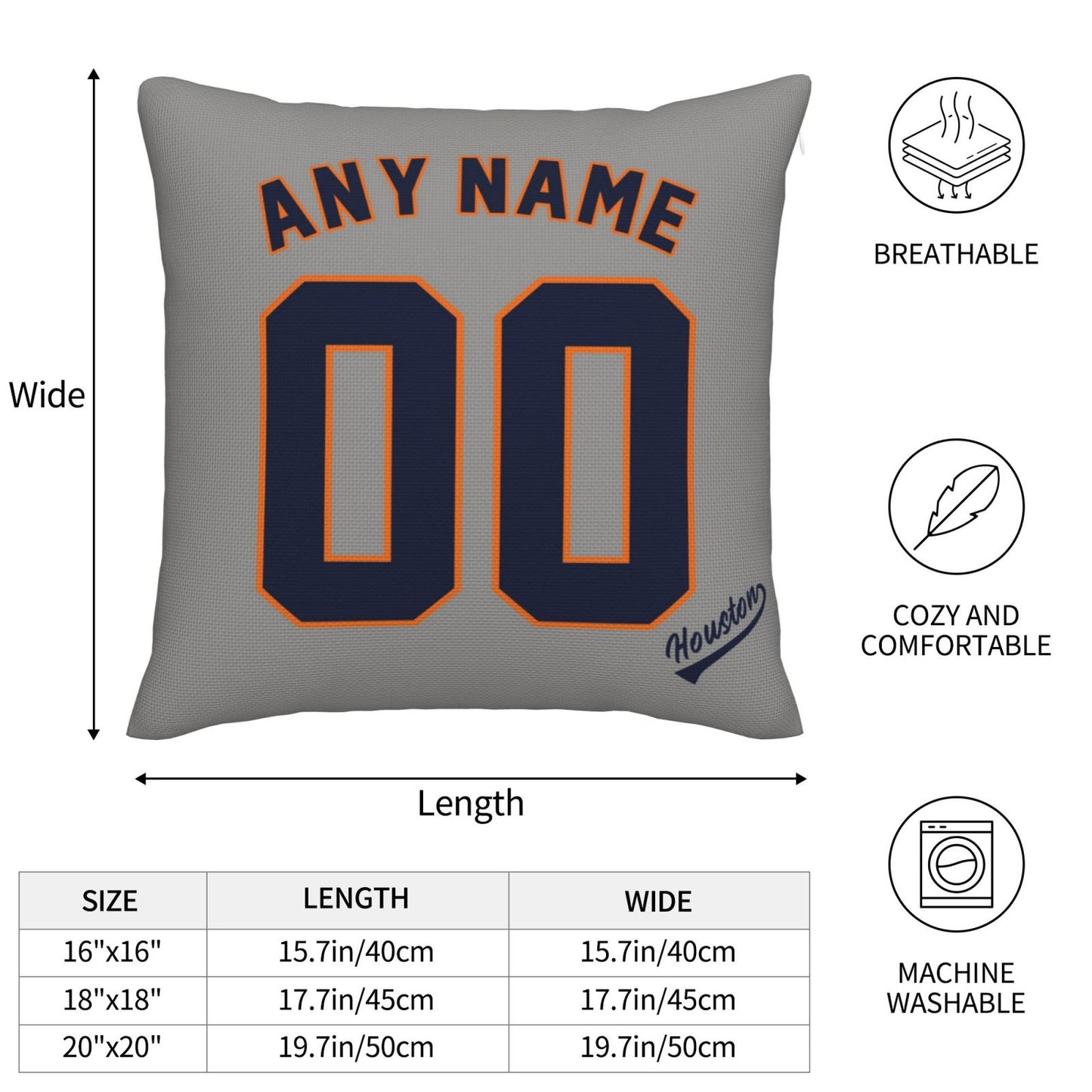 Custom Houston Astros Pillow Decorative Throw Pillow Case - Print Personalized Football Team Fans Name & Number Birthday Gift Football Pillows