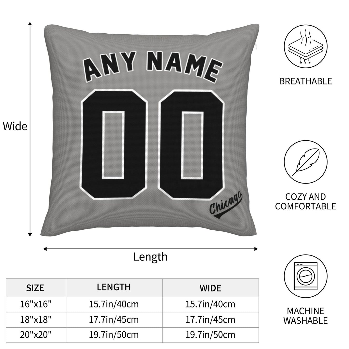 Custom Chicago White Sox Pillow Decorative Throw Pillow Case - Print Personalized Football Team Fans Name & Number Birthday Gift Football Pillows