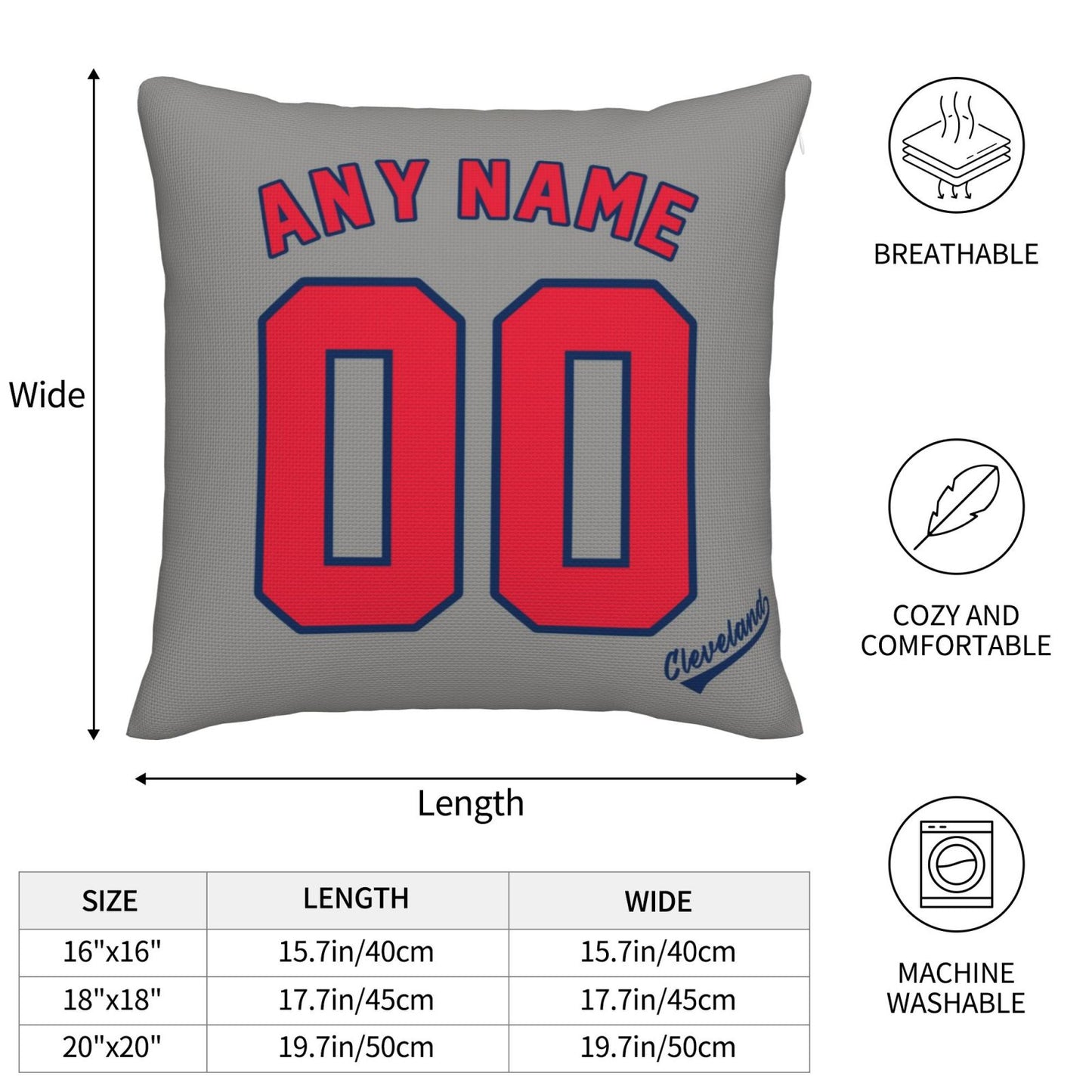 Custom Cleveland Guardians Pillow Decorative Throw Pillow Case - Print Personalized Football Team Fans Name & Number Birthday Gift Football Pillows