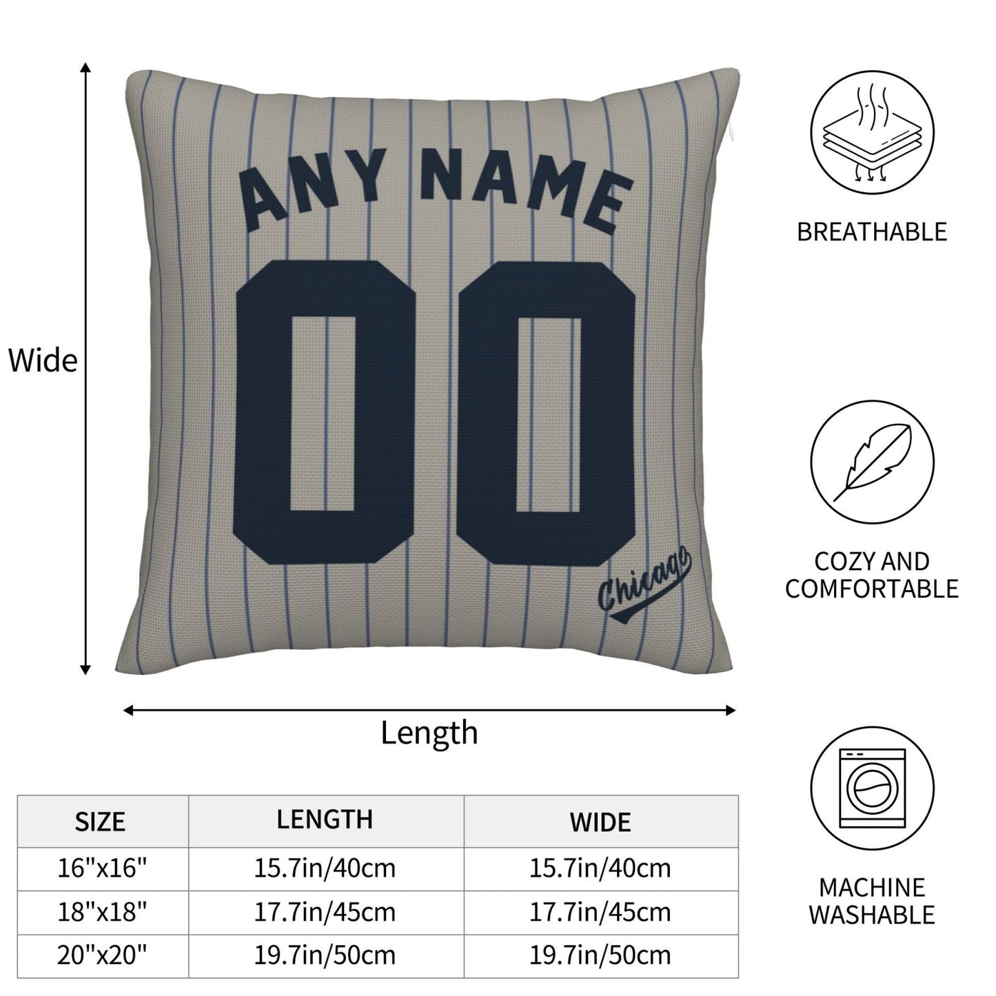 Custom Chicago White Sox Pillow Decorative Throw Pillow Case - Print Personalized Football Team Fans Name & Number Birthday Gift Football Pillows