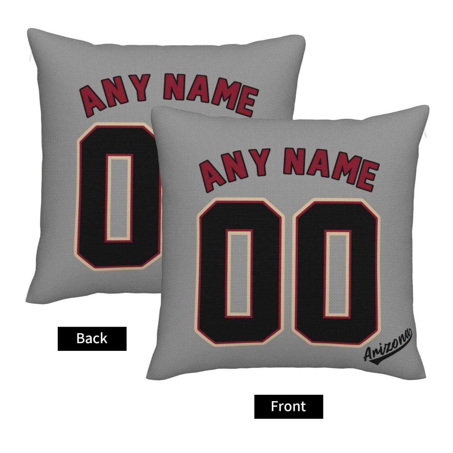 Custom A.Diamondbacks Grey Pillow Decorative Throw Pillow Case - Print Personalized Football Team Fans Name & Number Birthday Gift Football Pillows