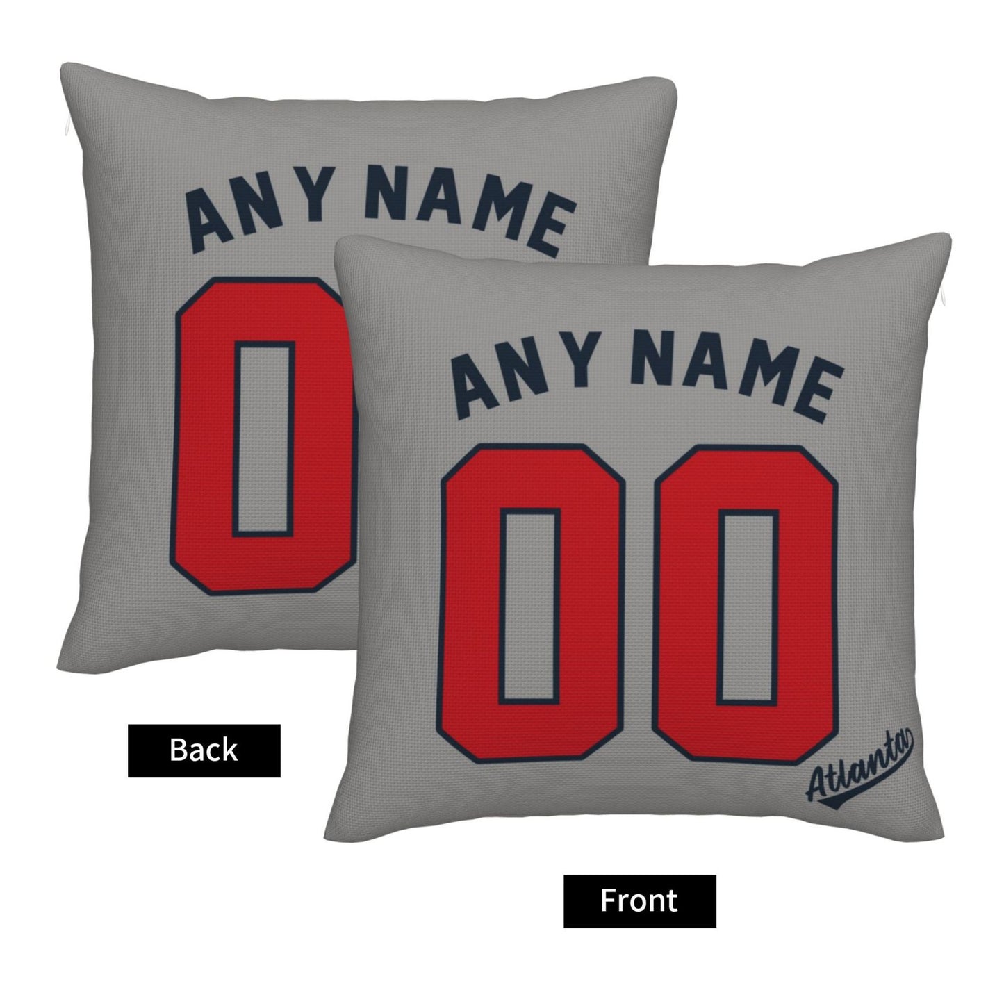 Custom Atlanta Braves Pillow Decorative Throw Pillow Case - Print Personalized Football Team Fans Name & Number Birthday Gift Football Pillows