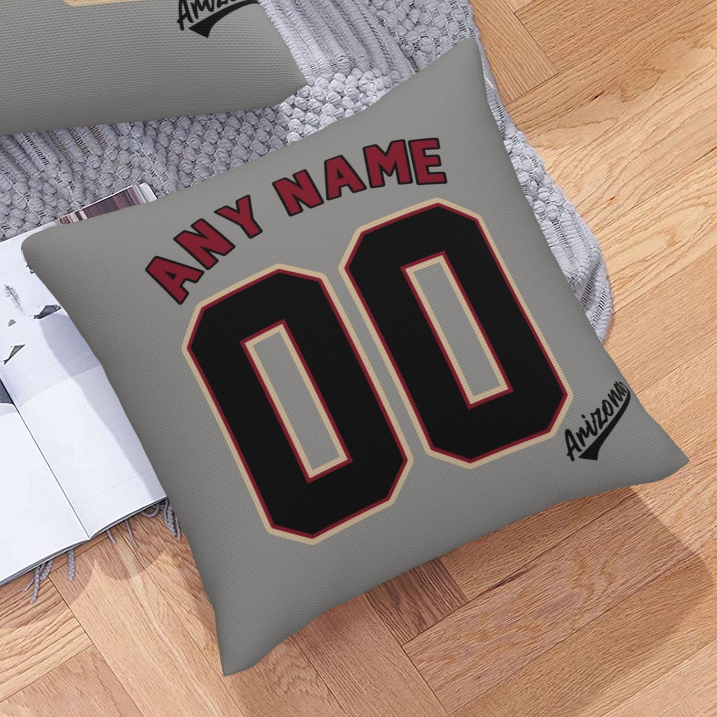 Custom A.Diamondbacks Grey Pillow Decorative Throw Pillow Case - Print Personalized Football Team Fans Name & Number Birthday Gift Football Pillows