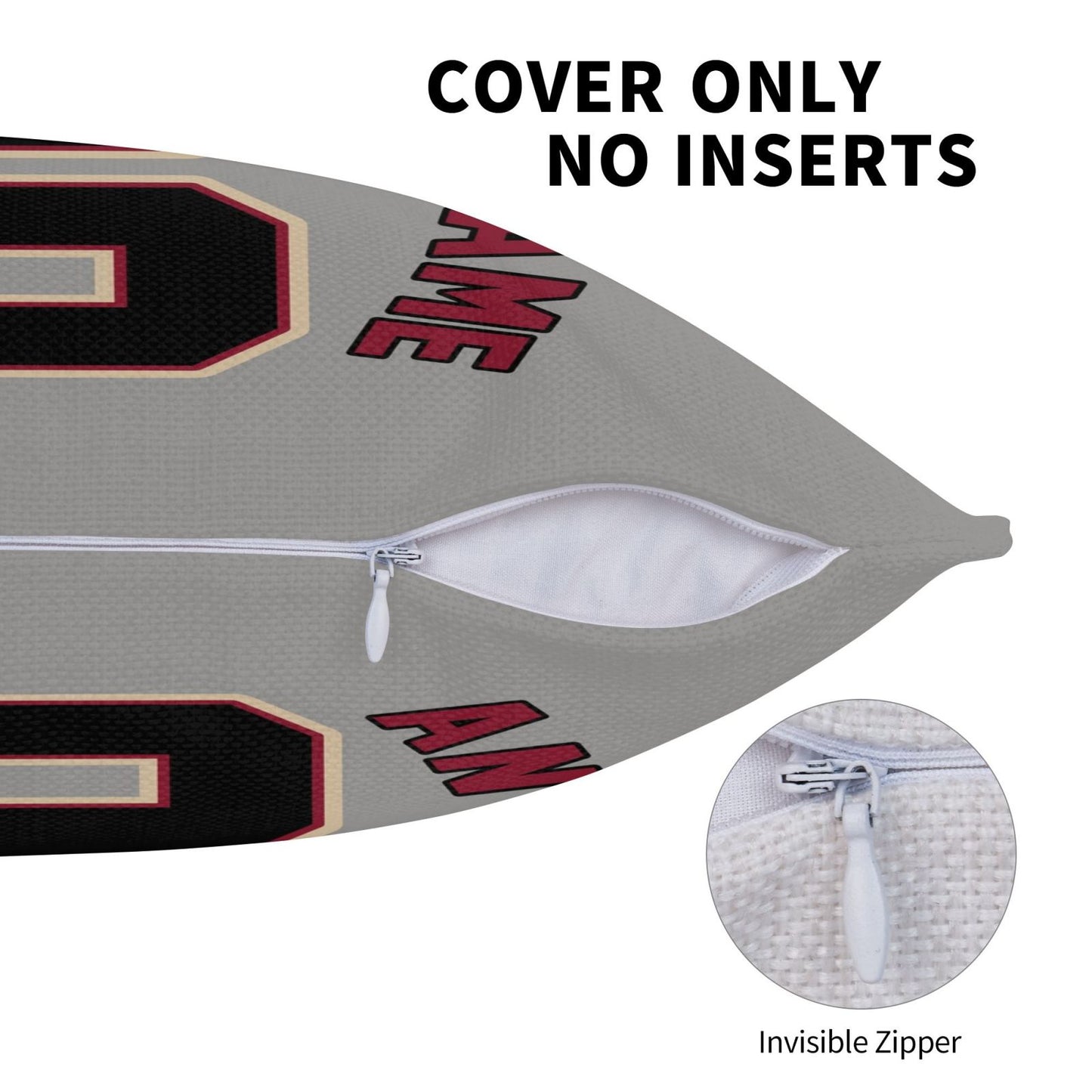 Custom A.Diamondbacks Grey Pillow Decorative Throw Pillow Case - Print Personalized Football Team Fans Name & Number Birthday Gift Football Pillows