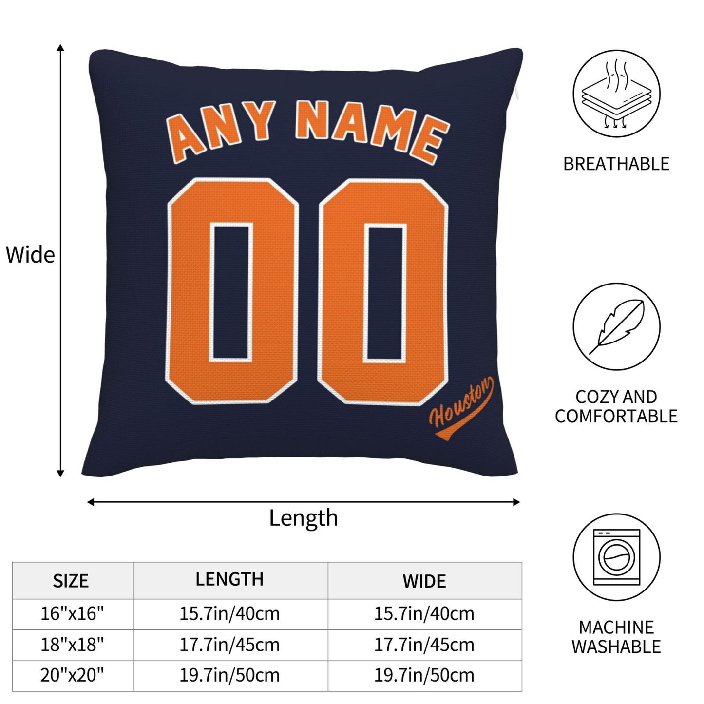 Custom Houston Astros Pillow Decorative Throw Pillow Case - Print Personalized Football Team Fans Name & Number Birthday Gift Football Pillows