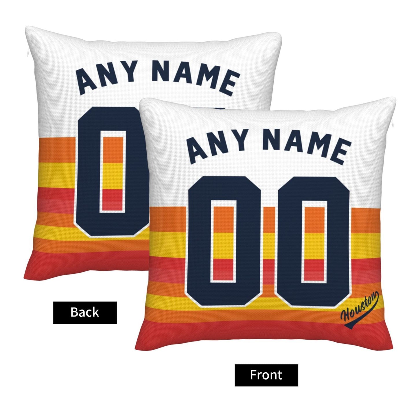 Custom Houston Astros Pillow Decorative Throw Pillow Case - Print Personalized Football Team Fans Name & Number Birthday Gift Football Pillows
