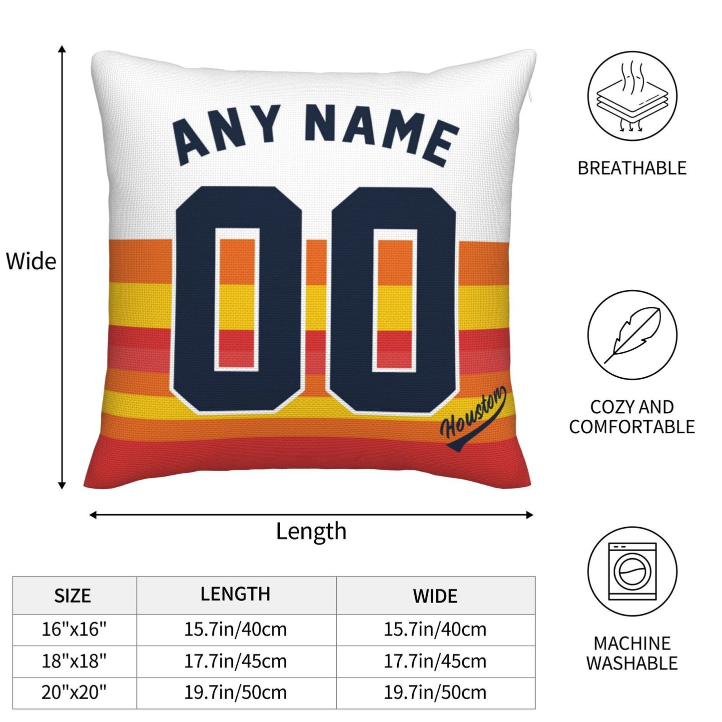 Custom Houston Astros Pillow Decorative Throw Pillow Case - Print Personalized Football Team Fans Name & Number Birthday Gift Football Pillows