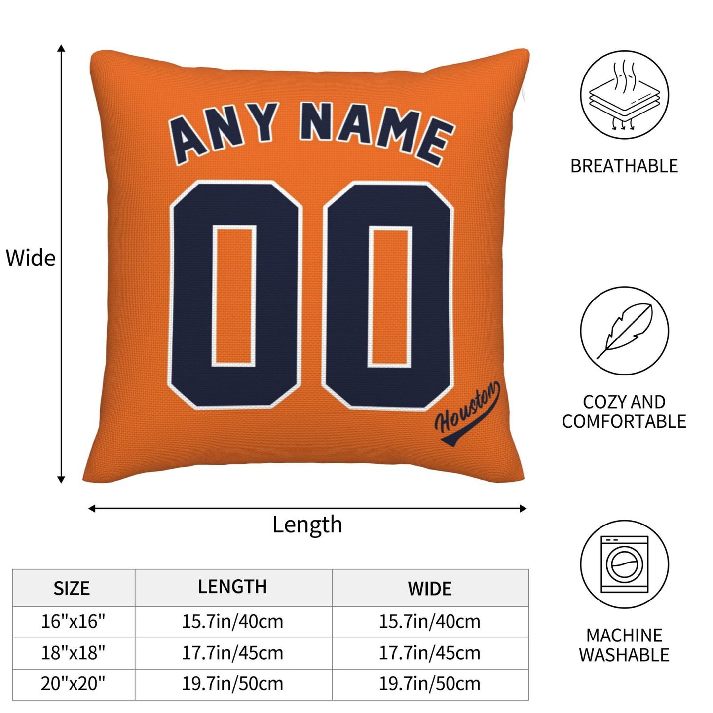 Custom Houston Astros Pillow Decorative Throw Pillow Case - Print Personalized Football Team Fans Name & Number Birthday Gift Football Pillows