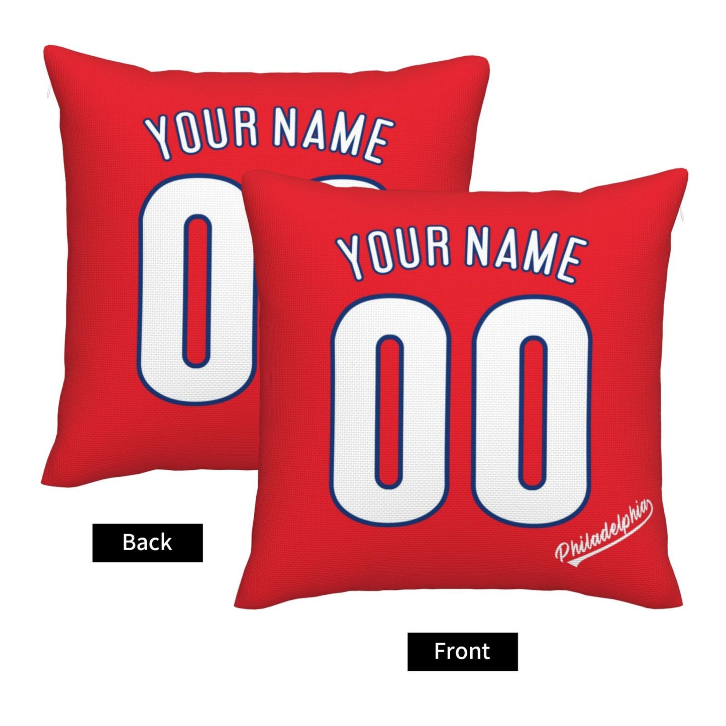 Custom Philadelphia Phillies Pillow Decorative Throw Pillow Case - Print Personalized Football Team Fans Name & Number Birthday Gift Football Pillows