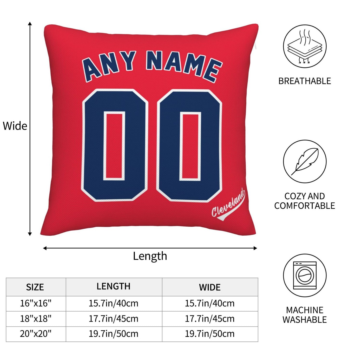 Custom Cleveland Guardians Pillow Decorative Throw Pillow Case - Print Personalized Football Team Fans Name & Number Birthday Gift Football Pillows
