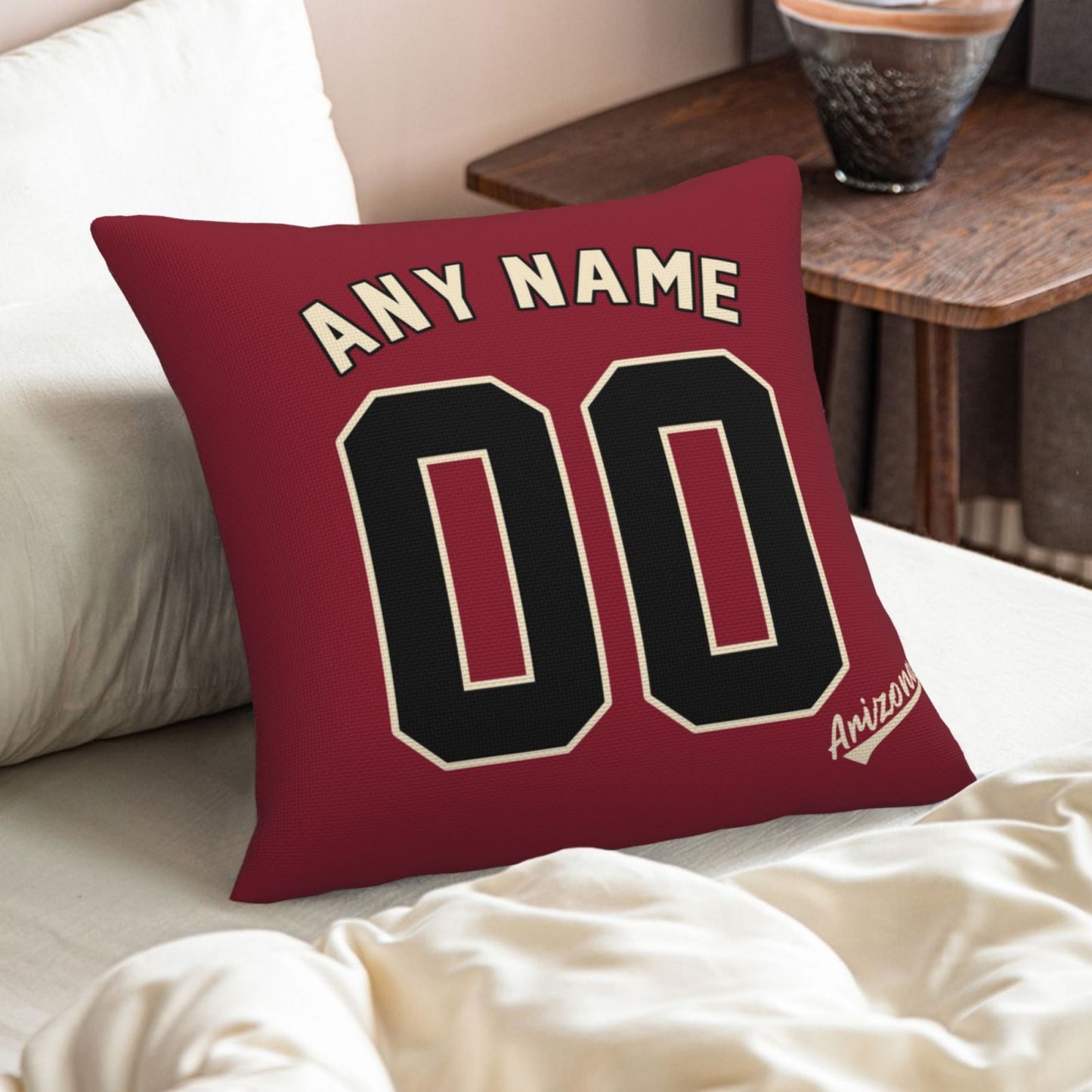 Custom A.Diamondbacks Red Pillow Decorative Throw Pillow Case - Print Personalized Football Team Fans Name & Number Birthday Gift Football Pillows