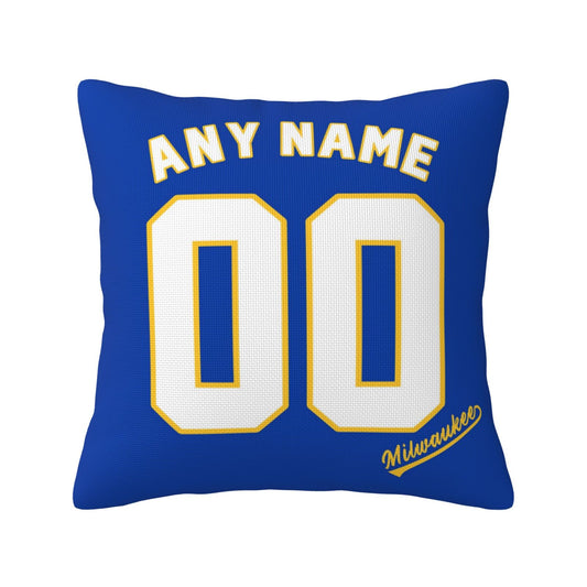 Custom Milwaukee Brewers Pillow Decorative Throw Pillow Case - Print Personalized Football Team Fans Name & Number Birthday Gift Football Pillows