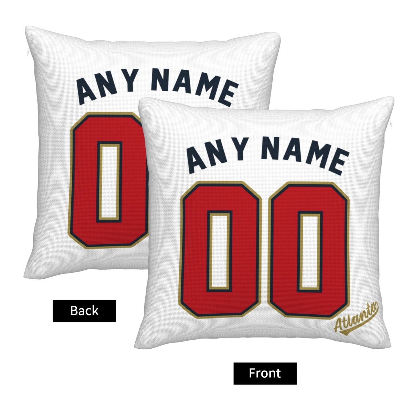 Custom Atlanta Braves Pillow Decorative Throw Pillow Case - Print Personalized Football Team Fans Name & Number Birthday Gift Football Pillows