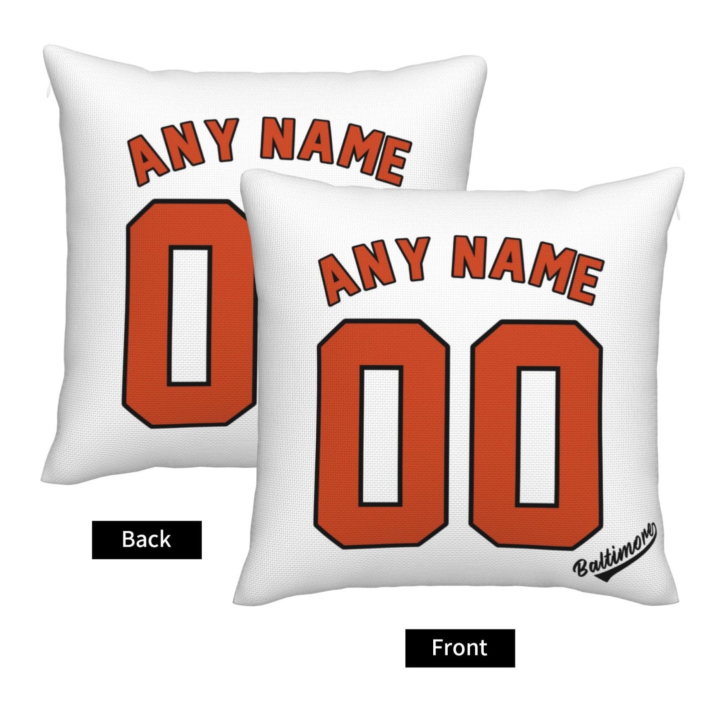 Custom Baltimore Orioles Pillow Decorative Throw Pillow Case - Print Personalized Football Team Fans Name & Number Birthday Gift Football Pillows