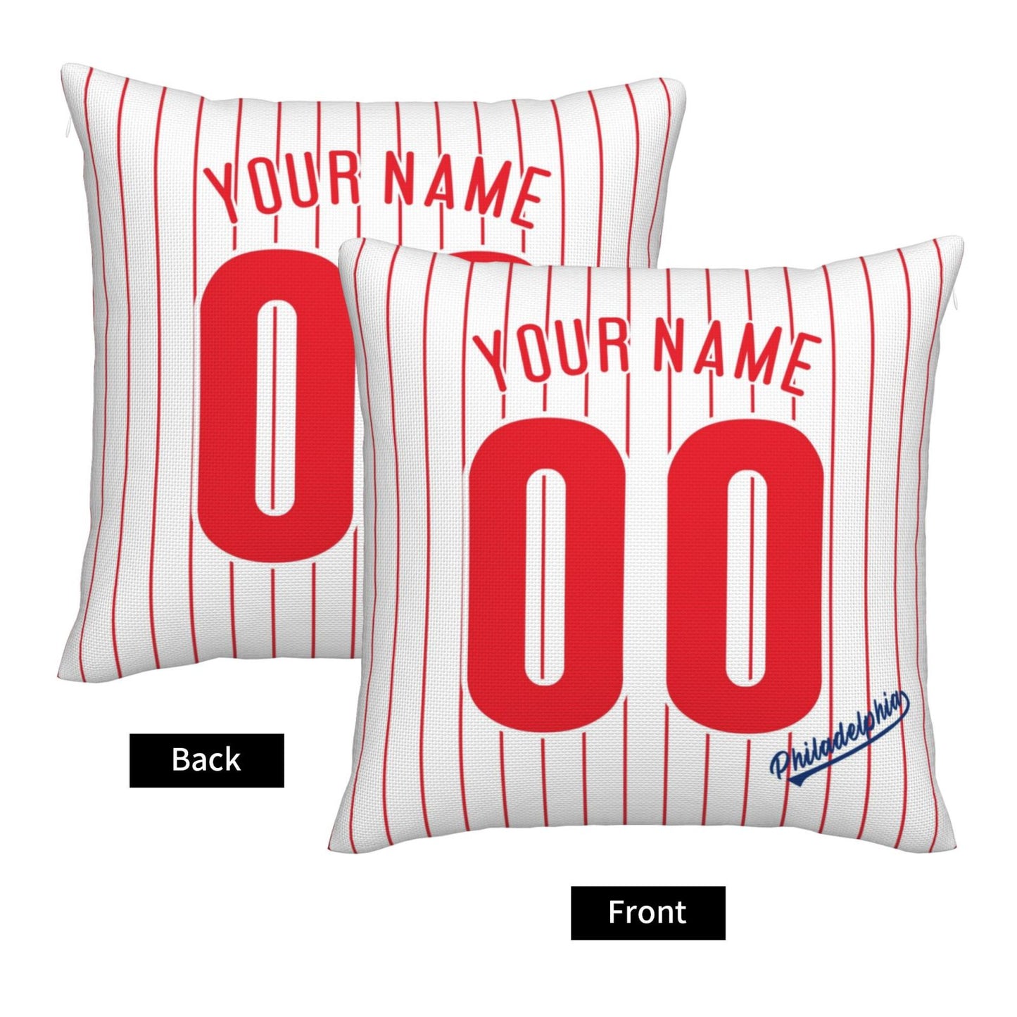 Custom Philadelphia Phillies Pillow Decorative Throw Pillow Case - Print Personalized Football Team Fans Name & Number Birthday Gift Football Pillows
