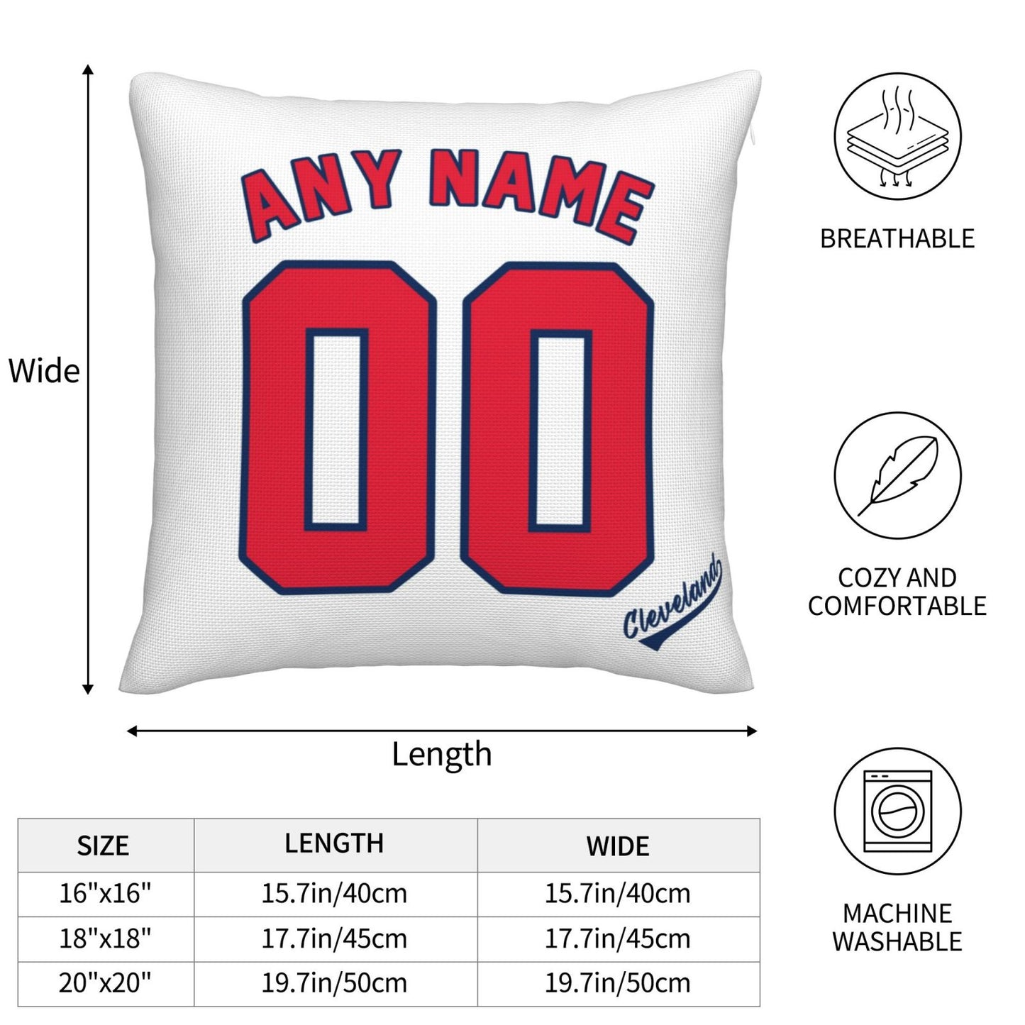 Custom Cleveland Guardians Pillow Decorative Throw Pillow Case - Print Personalized Football Team Fans Name & Number Birthday Gift Football Pillows