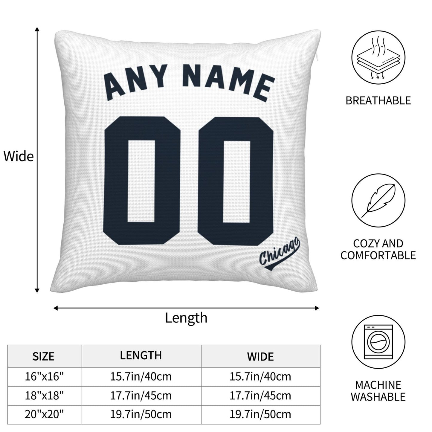 Custom Chicago White Sox Pillow Decorative Throw Pillow Case - Print Personalized Football Team Fans Name & Number Birthday Gift Football Pillows