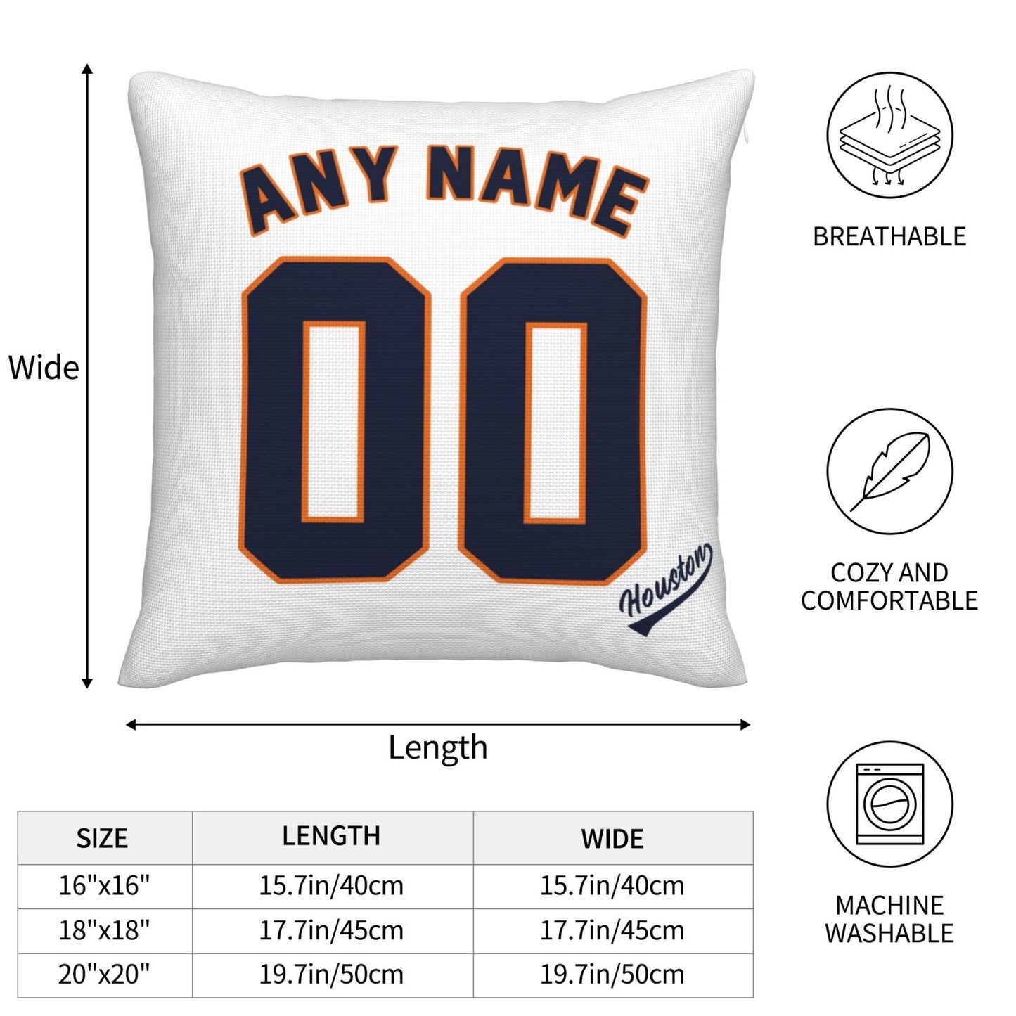 Custom Houston Astros Pillow Decorative Throw Pillow Case - Print Personalized Football Team Fans Name & Number Birthday Gift Football Pillows
