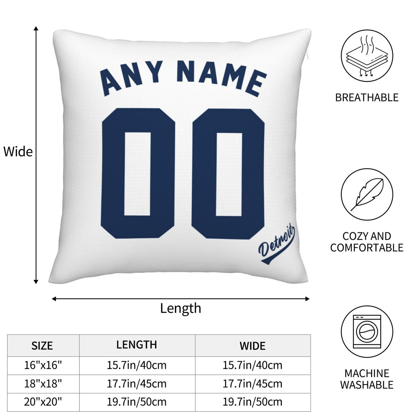 Custom Detroit Tigers Pillow Decorative Throw Pillow Case - Print Personalized Football Team Fans Name & Number Birthday Gift Football Pillows