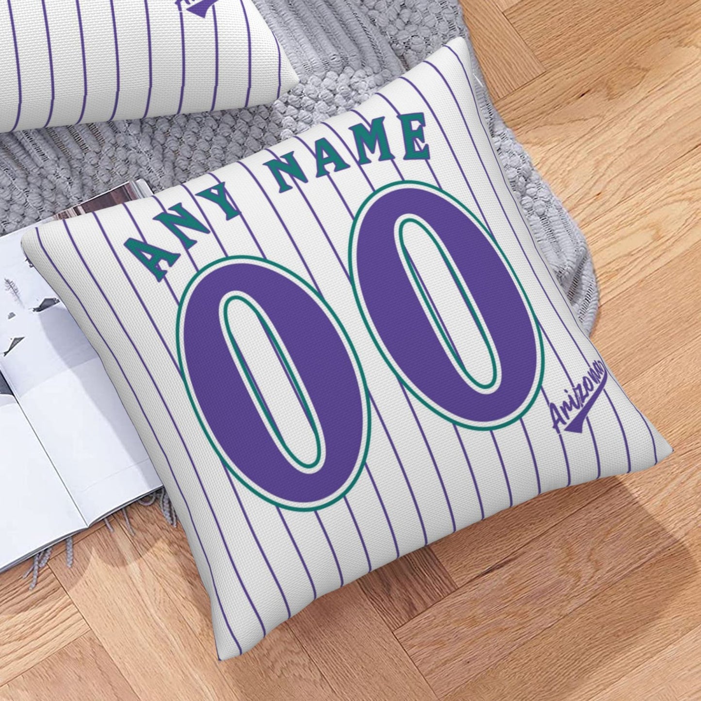 Custom A.Diamondbacks White-Stripe Pillow Decorative Throw Pillow Case - Print Personalized Football Team Fans Name & Number Birthday Gift Football Pillows