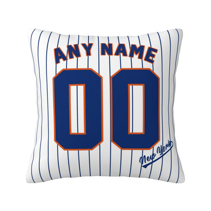 Custom New York Mets Pillow Decorative Throw Pillow Case - Print Personalized Football Team Fans Name & Number Birthday Gift Football Pillows
