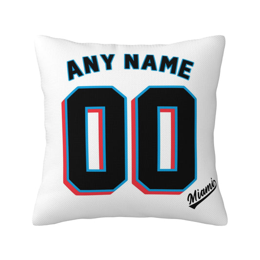 Custom Miami Marlins Pillow Decorative Throw Pillow Case - Print Personalized Football Team Fans Name & Number Birthday Gift Football Pillows